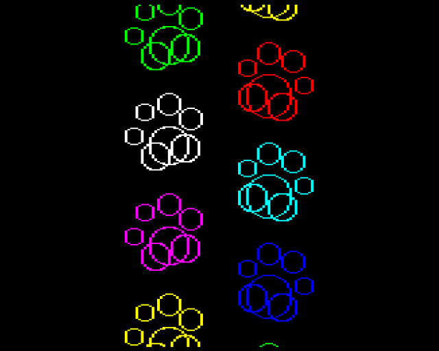 Each paw from the example above - but the circles are just outlines so you can see where they lay