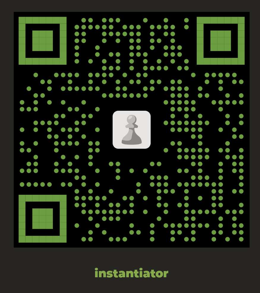 a QR code for instantiator at chess.com - you could scan it to play me