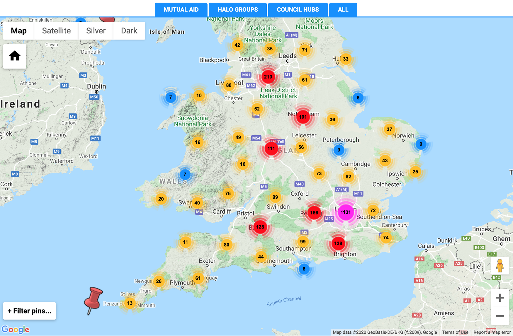 HelpIsAvailable.org.uk volunteer groups map