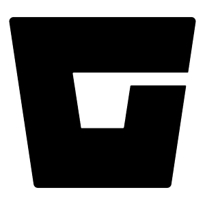 The BitBucket icon is a bucket shape drawn as hollow, with a thick outline. It has a small segment missing top right, which forces it into the shape of a 'G' - perhaps representing git.